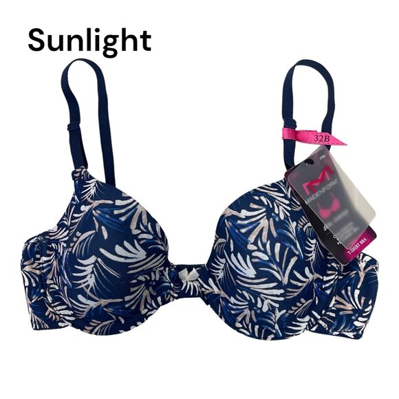 Maidenform- T-Shirt Bra Demi Coverage Underwire Women's Size 32B NWT- NAVY PRINT - Picture 1 of 10